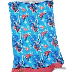 Vtg Superman Twin Flat Sheet DC Comics Franco Daily Planet Single Bedding Y2k